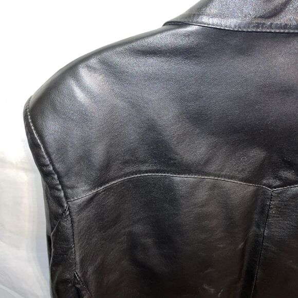 Circle S Men’s Leather Jacket Size 46L Large Black Leather Going Out Party - Picture 11 of 12